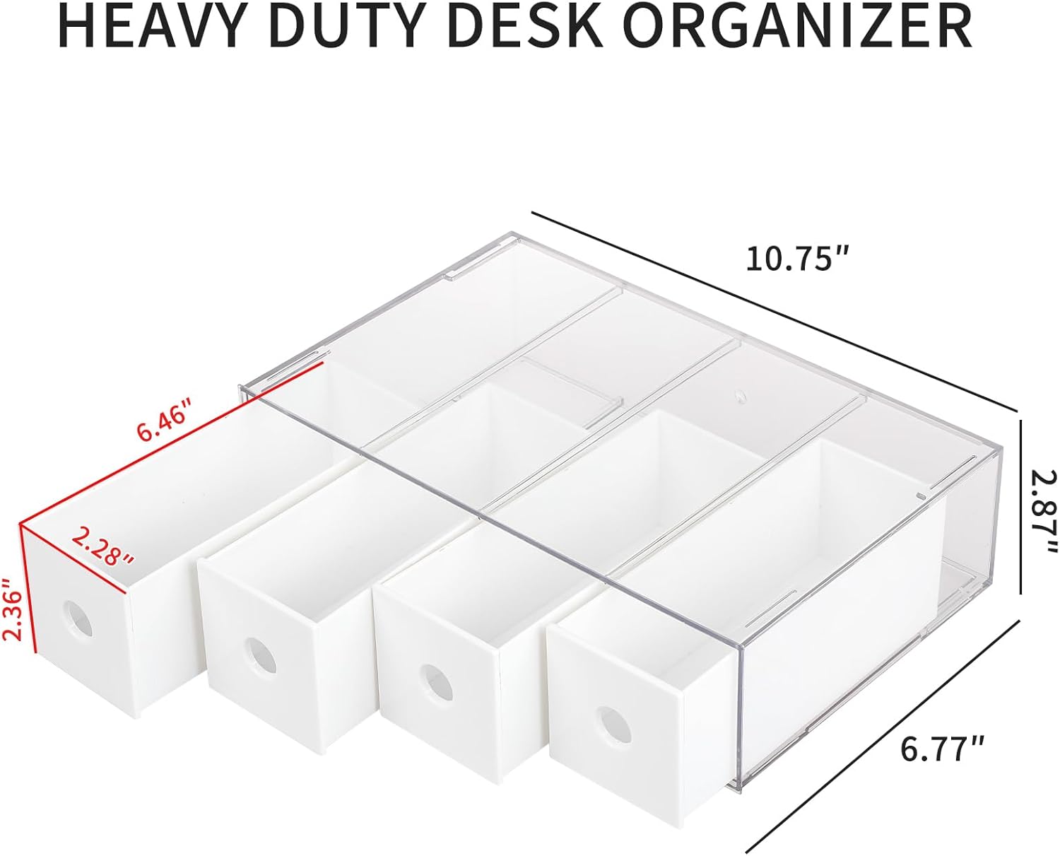 2-Pack White Cord Drawers – 40 Wire Ties, for Desk Supplies - Image 2