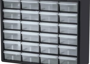24-Drawer Plastic Storage Cabinet – Black, 20x6x16 in