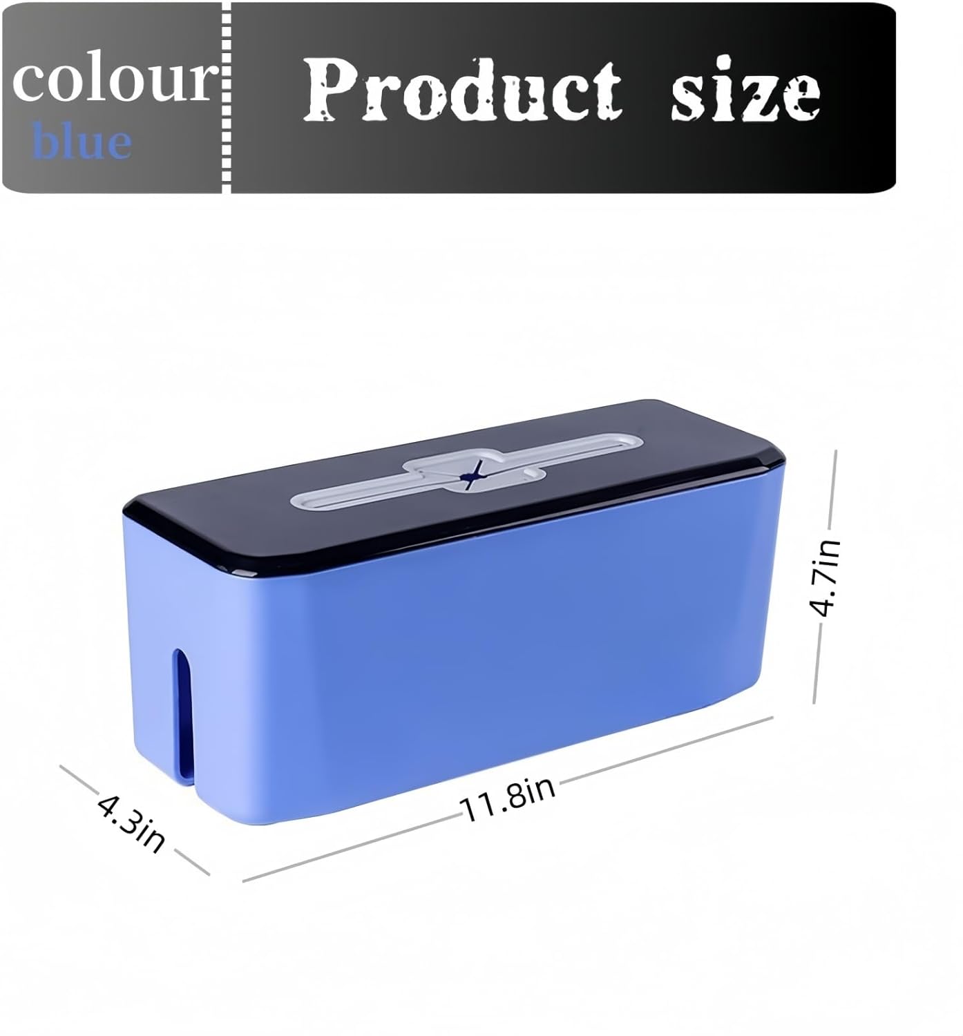 Cable Management Box – Blue, 11.8 x 4.3 x 4.7 in - Image 2