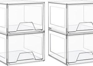 4-Pack Stackable Acrylic Makeup Drawers – 4.4 in Tall
