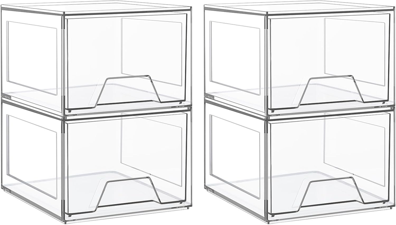 4-Pack Stackable Acrylic Makeup Drawers – 4.4 in Tall