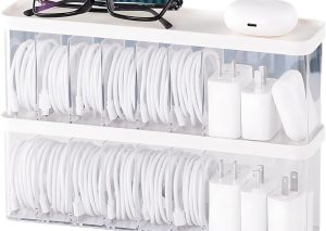 2-Pack Charger Cable Box with Lid – No Ties Needed