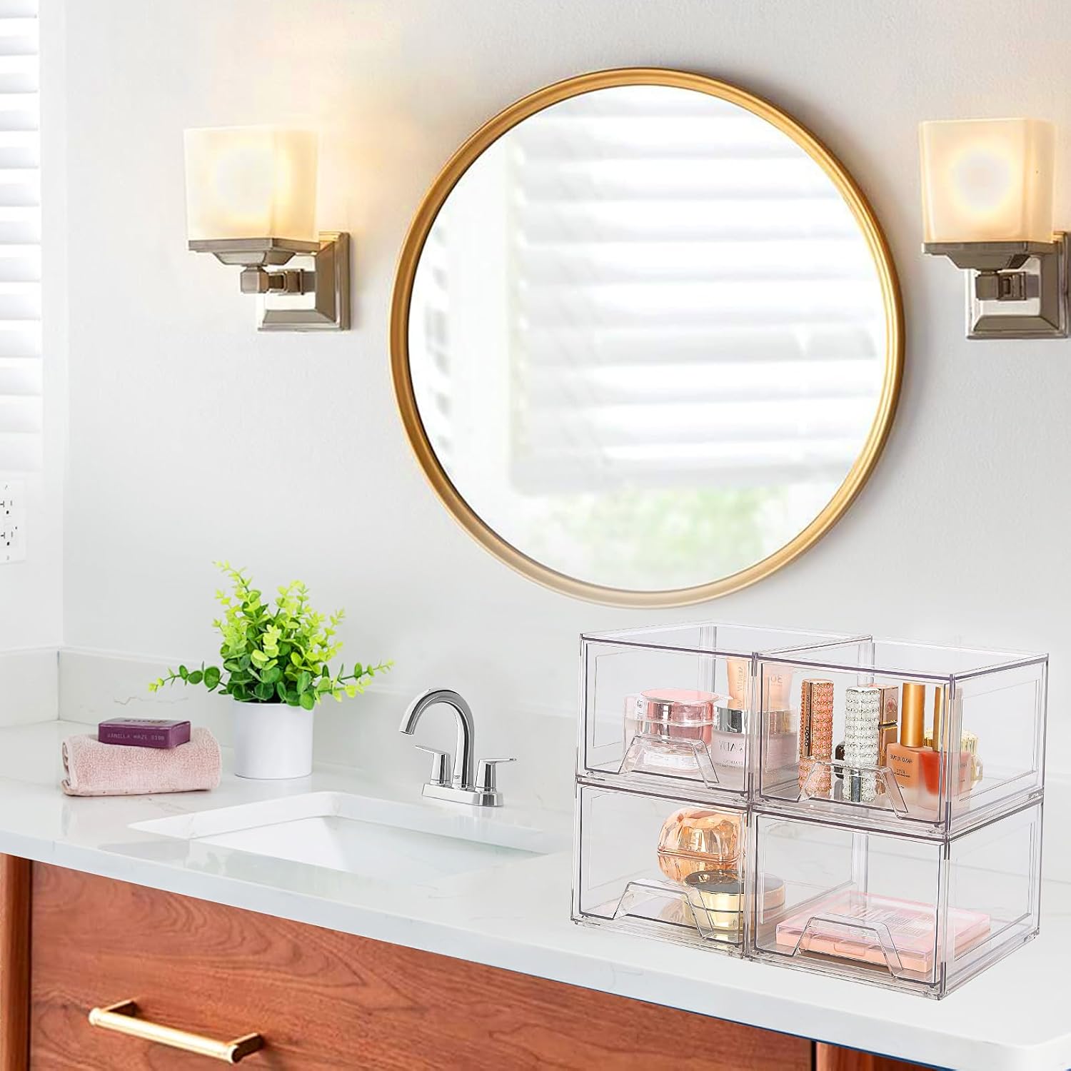 4-Pack Stackable Acrylic Makeup Drawers – 4.4 in Tall - Image 2
