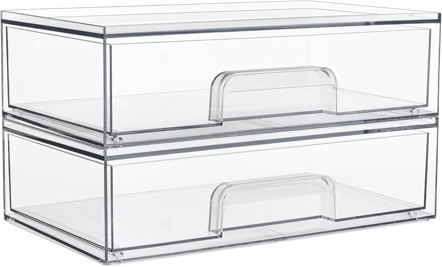 2-Pack Clear Stackable Drawers – 12.1 in, for Makeup & Beauty