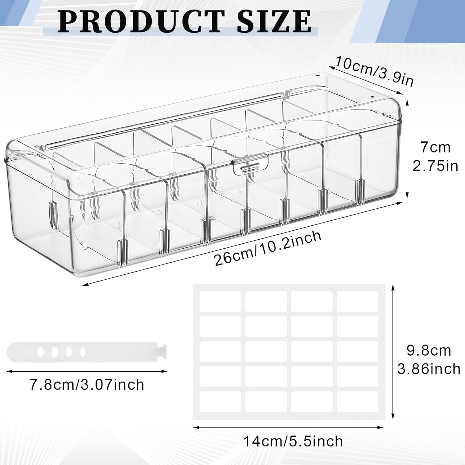 2-Piece Clear Cable Storage Box – Lid, 20 Ties, 2 Stickers - Image 2