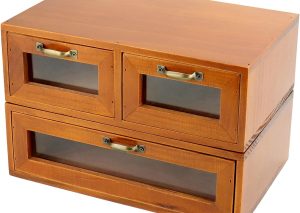 Dark Brown Wooden 3-Drawer Box – Desktop Cabinet