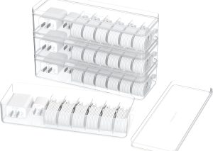 4-Piece Stackable Cable Organiser – Lid for Desk Data Cables