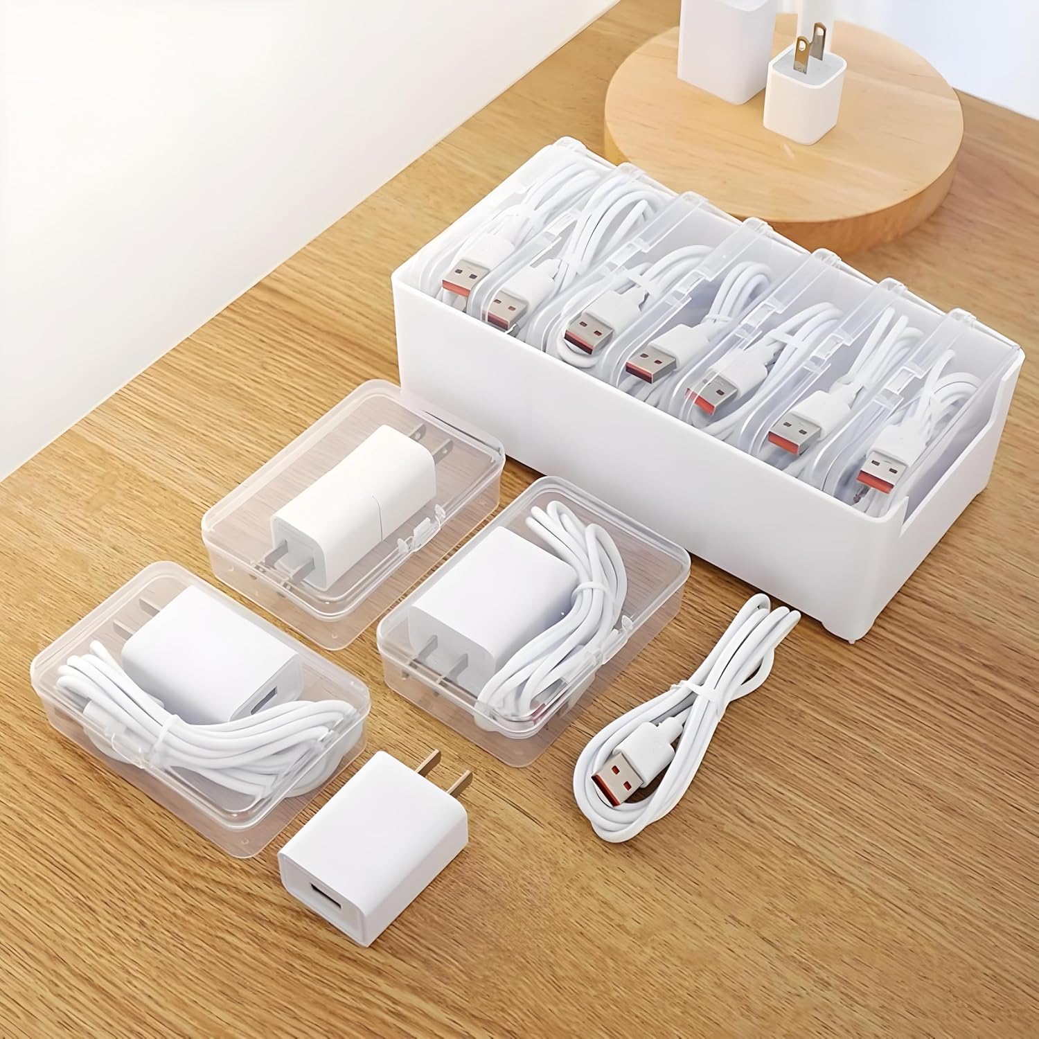 7-Piece Clear Storage Box Set – Cords, Chargers, Jewellery - Image 2